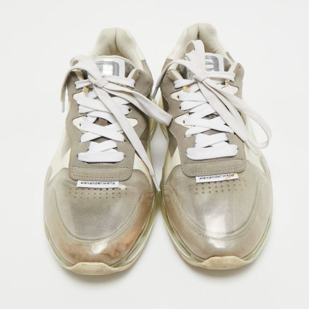 Alexander Wang Grey/white Pvc Suede And Leather Stadium Low Top Sneakers Size - Picture 3 of 7